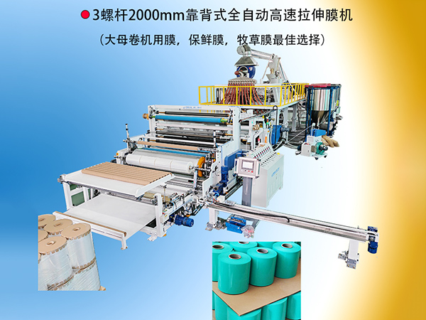 3螺杆2000mm靠背式全自动高速拉伸膜机